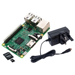 Raspberry Pi 3 BareBones Kit - Pi 3,  5.1V 2.5A PSU & 8GB SD