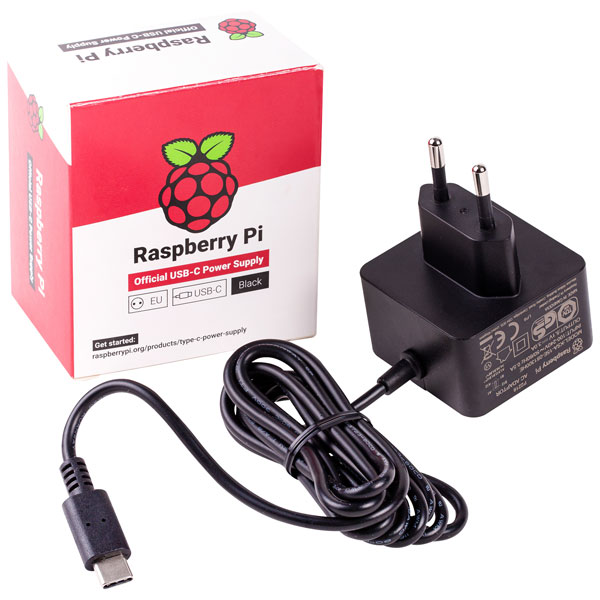 Raspberry Pi 4 Model B Official Psu Usb C 51v 3a Eu Plug Black Rapid Online 2212