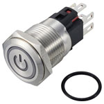 TRUCOMPONENTS 782601 Pushbutton ,Panel Mount,Off/(On),SPST,Solder,IP65