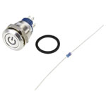 TruComponents 782672 Pushbutton ,Panel Mount,Off/(On),SPDT-NO,PushOn,IP67