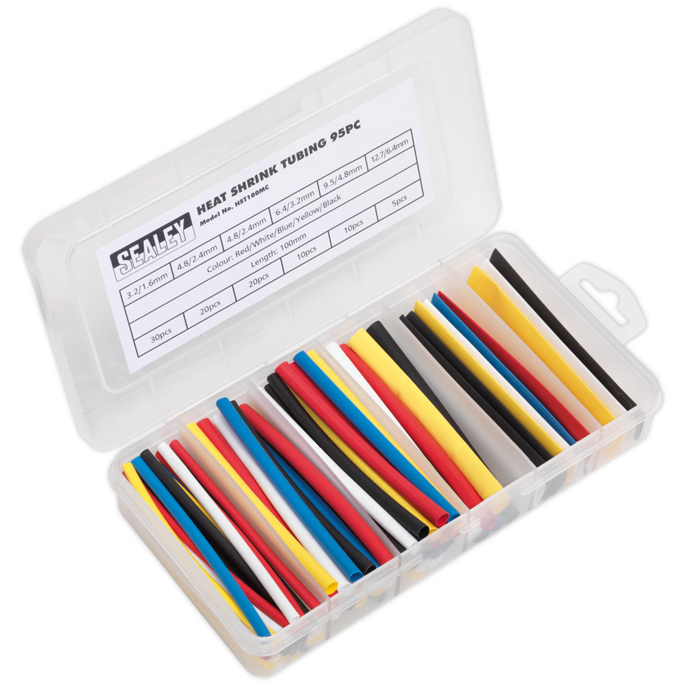 Sealey HST100MC Heat Shrink Tubing Assortment 95pc 100mm Mixed Colours ...