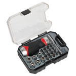 Sealey AK64906 Fine Tooth Ratchet Screwdriver & Accessory Set 24pc Stubby
