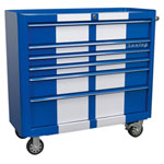 Sealey AP41206BWS Rollcab 6 Drawer Wide Retro Style - Blue with White Stripes