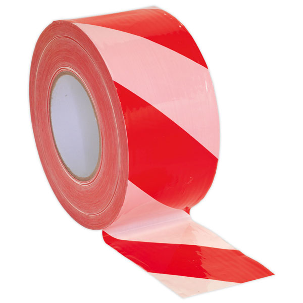 Sealey Btrw Hazard Warning Barrier Tape 80mm X 100mtr Red White