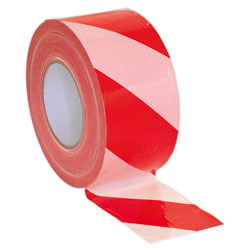 Sealey BTRW Hazard Warning Barrier Tape 80mm x 100mtr Red/White Non-Adhesive