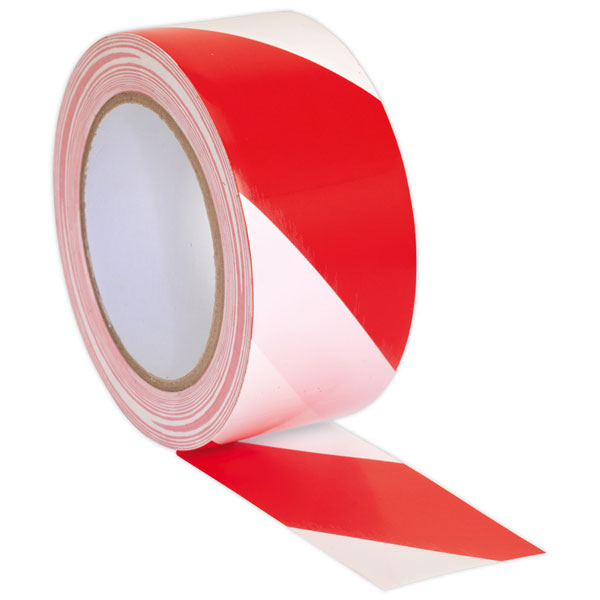 Sealey HWTRW Hazard Warning Tape 50mm x 33m Red/White
