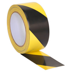 Sealey HWTBY Hazard Warning Tape 50mm x 33mtr Black/Yellow