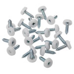 Sealey PTNP1 Number Plate Screw Plastic Enclosed Head Ø4.8 x 18mm White Pack 50