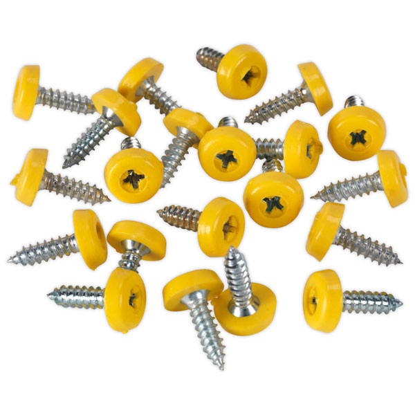 Sealey PTNP2 Number Plate Screw Plastic Enclosed Head 4.8 x 18mm Yellow Pack of 50