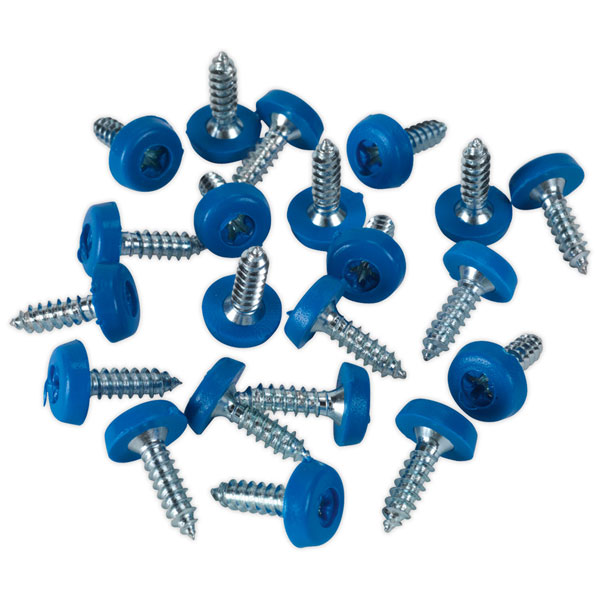 Sealey PTNP4 Number Plate Screw Plastic Enclosed Head 4.8 x 18mm Blue Pack of 50