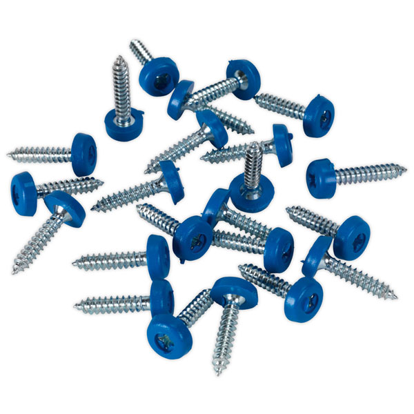 Sealey PTNP8 Number Plate Screw Plastic Enclosed Head 4.8 x 24mm Blue Pack of 50