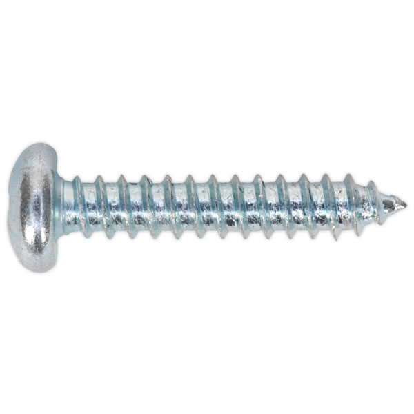 Sealey STPP6338 Self Tapping Screw 6.3 x 38mm Pan Head Pozi Zinc DIN 7981CZ Pack of 100