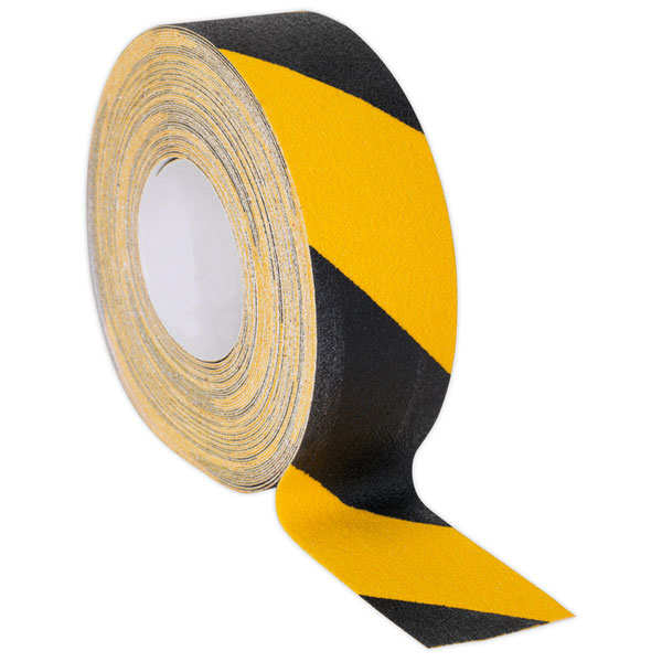 Sealey ANTBY18 Anti-Slip Tape Self-Adhesive Black Yellow 50mm x 18m ...