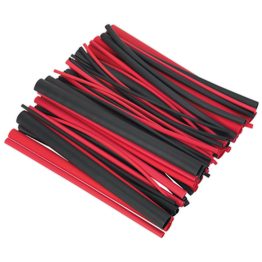 Sealey HSTAL72BR Heat Shrink Tubing 72pc Black & Red Adhesive Lined ...