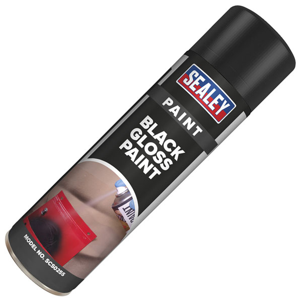 Sealey SCS025 Black Gloss Paint 500ml Pack of 6