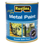 Rustins MPBK250 Quick Dry Metal Paint Smooth Satin Finish Black 250ml