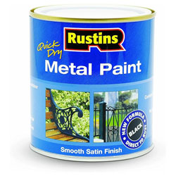 Rustins MPBK500 Quick Dry Metal Paint Smooth Satin Finish Black 500ml