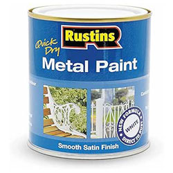 Rustins MPWH500 Quick Dry Metal Paint Smooth Satin Finish White 500ml