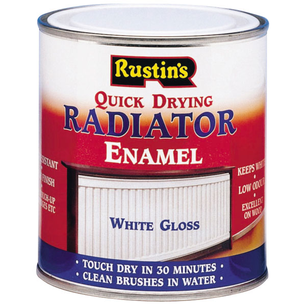 Rustins RADG500 Quick Dry Radiator Enamel Paint Gloss White 500ml