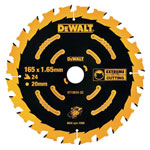 DEWALT DT10624-QZ Circular Saw Blade 165 x 20mm x 24T Cordless Extreme Framing