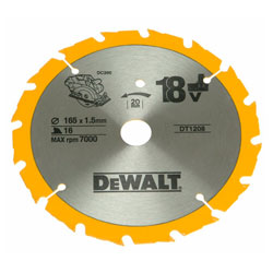 DeWalt DT1208-QZ Trim Saw Blade 165 x 20mm x 16T Fast Rip