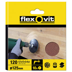 Flexovit 63642526383 Drill Mountable Discs 125mm Fine 120G - Pack Of 10