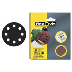 Flexovit 63642526386 Hook & Loop Sanding Discs 115mm Fine 120G - Pack Of 6