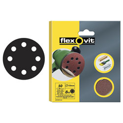 Flexovit 63642526387 Hook & Loop Sanding Discs 125mm Coarse 50G - Pack Of 6