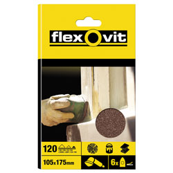 Flexovit 63642526405 Detail Hook & Loop Sanding Sheets 105 x 175mm Fine 120G