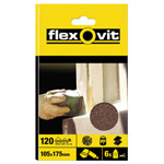 Flexovit 63642526405 Detail Hook & Loop Sanding Sheets 105 x 175mm Fine 120G