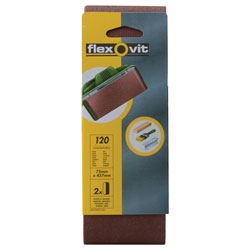 Flexovit 63642526464 Cloth Sanding Belts 75mm x 457mm 120G Fine - Pack Of 2