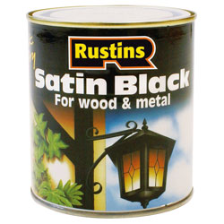 Rustins SATB250 Quick Drying Satin Black Paint 250ml