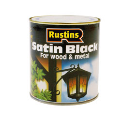 Rustins SATB1000 Quick Drying Satin Black Paint 1 Litre