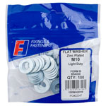 ForgeFix 100WASH10 Flat Washer Form B ZP M10 Bag 100