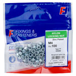 ForgeFix 100NYLOC4 Hexagon Nut & Nylon Insert ZP M4 Bag 100