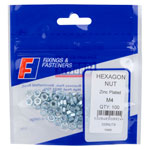 ForgeFix 100NUT4 Hexagon Nut ZP M4 Bag 100