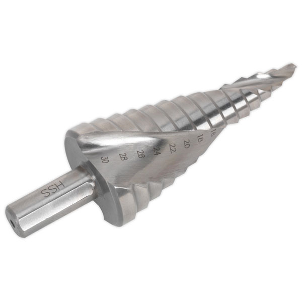 Sealey AK4742 HSS M2 Step Drill Bit 4-30mm Spiral Flute