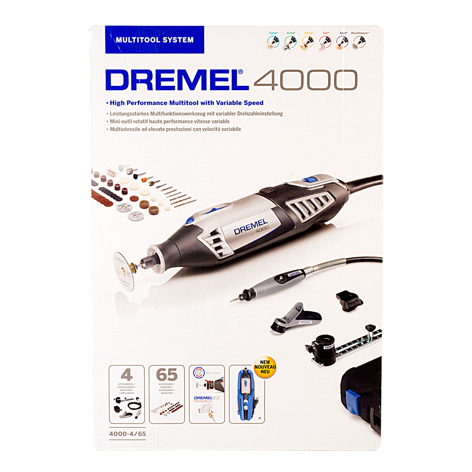 Dremel F0134000JR 4000-4/65 Wrap Multi Tool With 4 Attachments + 65 | Rapid Online