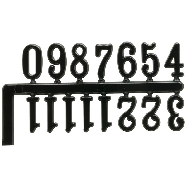 Arabic clock face numerals numbers in black 20mm high self adhesive 