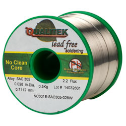 Qualitek Solder Wire SAC305 NC601 Rosin Free No Clean Flux 2.2% 0.71mm 500g Reel