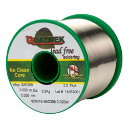 Qualitek Solder Wire SAC305 NC601 Rosin Free No Clean Flux 2.2% 0.51mm 500g Reel