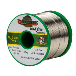 Qualitek Solder Wire Sn100e NC601 Rosin Free No Clean Flux 2.2% 1.27mm 500g Reel