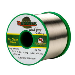 Qualitek Solder Wire Sn100e NC601 Rosin Free No Clean Flux 2.2% 0.51mm 500g Reel