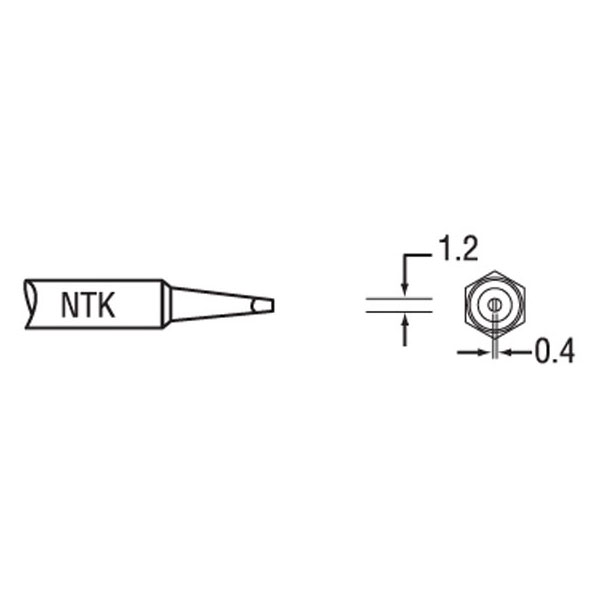 Weller NTK NT K Solder Tip - Chisel Tip 1.2 x 0.4 x 8.4mm