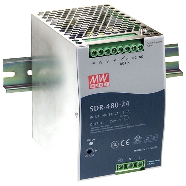  SDR-480-24 24V / 480W Slim/High Efficiency PSU Active PFC