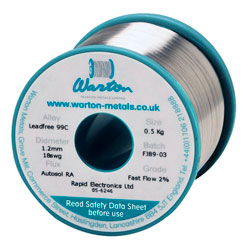 Warton Metals Autosol RA 99C Fast Flow 2% Solder Wire 18SWG 1.22mm 500g