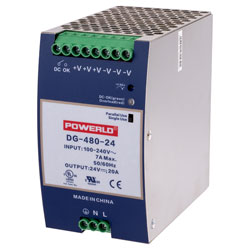 TT Electronics DG-480-24 DIN Rail Power Supply 24V DC 20A 480W, 1 Phase