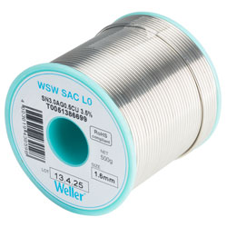 Weller T0051386699 WSW SAC L0 96.5/3/0.5 Solder Wire 1.6mm 500g