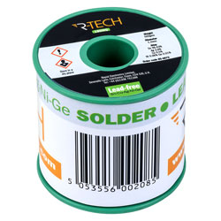 R-TECH 856875 Lead-Free Sn-Cu-Ag-Ni-Ge Solder 18SWG 1.2mm 0.5kg