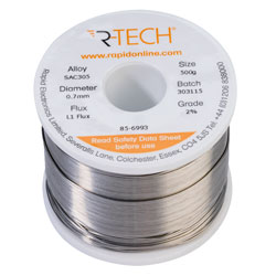 R-TECH 856993 SAC305 Solder 2% L1 Flux <0.5% Halide 0.7mm 500g Reel